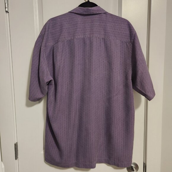 Men's Tommy Bahama 100% Silk Short Sleeve Button Down Shirt - Size L - Purple - Picture 5 of 5